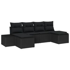 vidaXL Set Divano da Giardino con cuscino 4 pcs Nero polyrattan