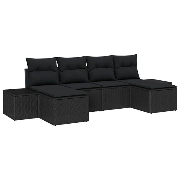 vidaXL Set Divano da Giardino con cuscino 4 pcs Nero polyrattan