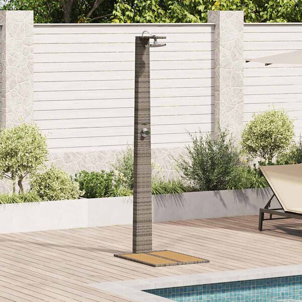 vidaXL Doccia da giardino Grigio 60 x 80 x 214 cm Poly Rattan