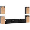 vidaXL Set mobile TV Montaggio a parete Rovere Nero Legno multistrato
