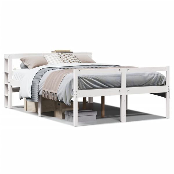 vidaXL Letto Anziani con Testiera Bianco 150x200cm Legno Massello Pino