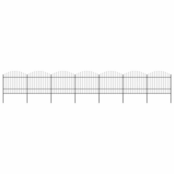 vidaXL Recinzione da Giardino con Punta a Lancia in Acciaio 1248x175 cm Nero