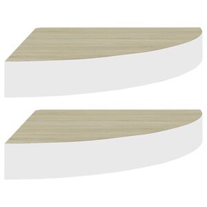 vidaXL Mensole Angolari 2pz Rovere e Bianco 25x25x3,8 cm in MDF