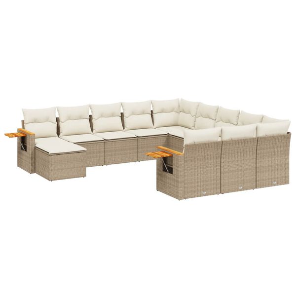 vidaXL Set Divani da Giardino 11 pz con Cuscini Beige in Polyrattan
