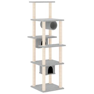vidaXL Albero per Gatti con Tiragraffi in Sisal Grigio Chiaro 169 cm