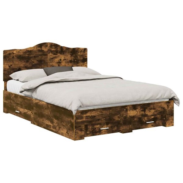 vidaXL Struttura del letto Rovere fum&eacute; 150 x 200 cm Legno multistrato