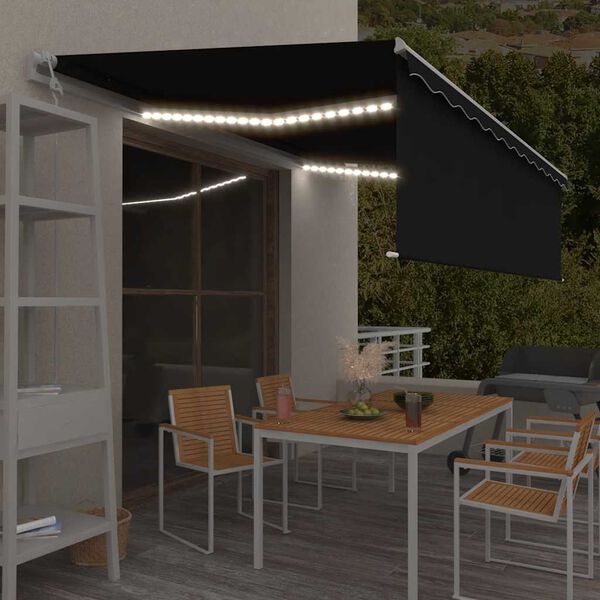 vidaXL Tenda Automatica con Parasole Sensore Vento e LED 5x3 Antracite