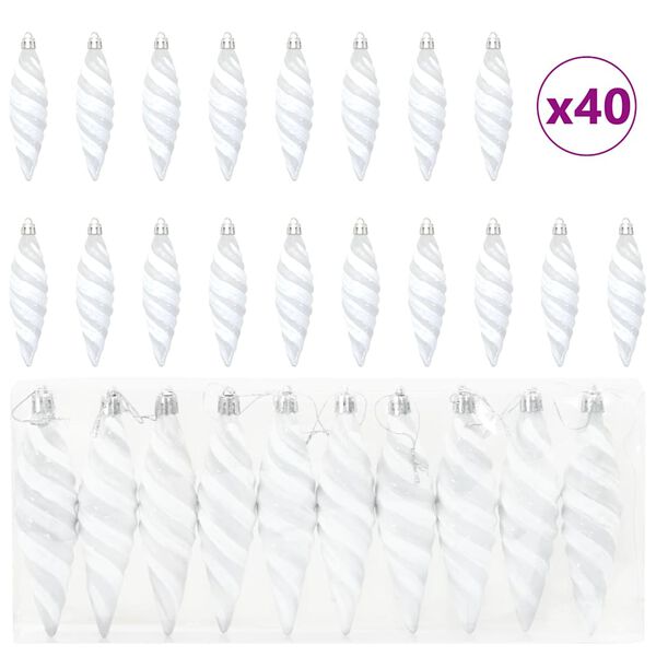 vidaXL Palla a spirale di Natale 40 pcs Bianco