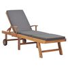 vidaXL Lettino Prendisole con Cuscino in Massello di Teak Grigio Scuro