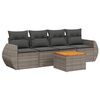 vidaXL Set Divano da Giardino 5 pz con Cuscini Grigio in Polyrattan