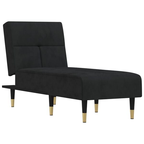 vidaXL Chaise Longue in Velluto Nero