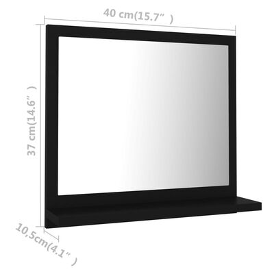 vidaXL Specchio da Bagno Nero 40x10,5x37 cm in Legno Multistrato