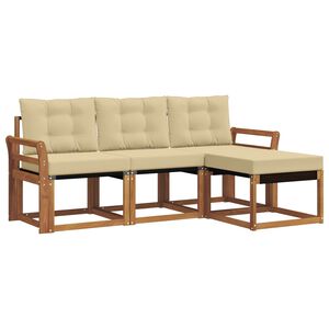 vidaXL Set di divani da esterno con cuscino 4 pcs Naturale e Beige