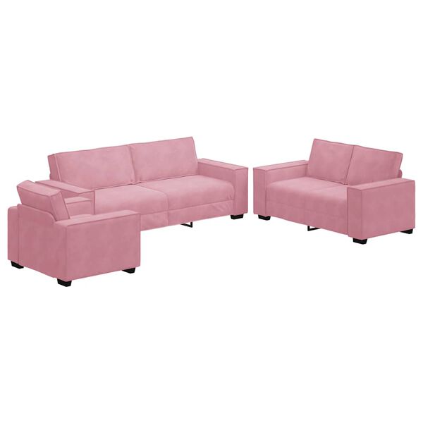 vidaXL Set di Divani 3 pz con Cuscini rosa in Velluto