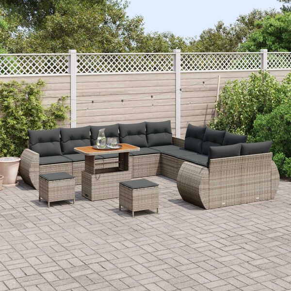vidaXL Set Divano da Giardino con cuscino 13 pcs Grigio