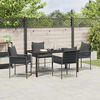 vidaXL Set da Pranzo per Giardino 5 pcs Nero e Grigio Rattan in PE