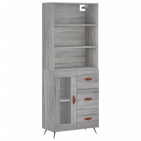 vidaXL Credenza Grigio Sonoma 69,5x34x180 cm in Legno Multistrato