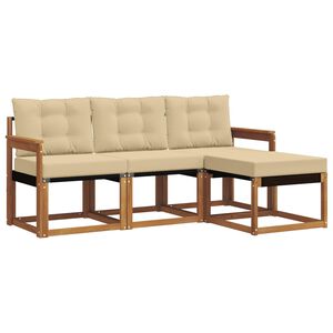 vidaXL Set di divani da esterno con cuscino 4 pcs Naturale e Beige