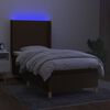 vidaXL Letto a Molle Materasso e LED Marrone Scuro 90x190cm in Tessuto