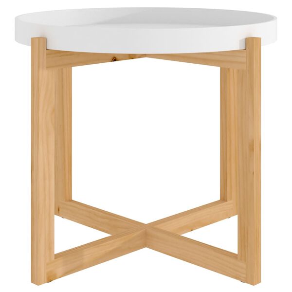 vidaXL Tavolino Bianco 53x53x43,5cm Legno Multistrato e Massello Pino