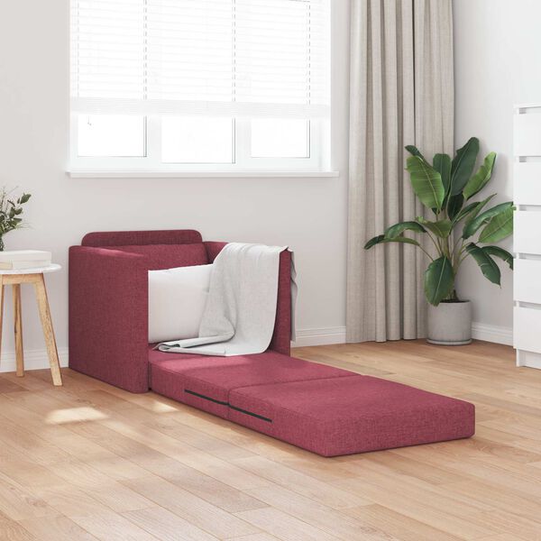 vidaXL Divano letto 60cm Rosso Vino Tessuto