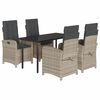 vidaXL Set Pranzo da Giardino 5pz con Cuscini Grigio Chiaro Polyrattan