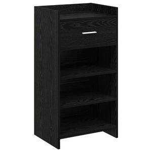 vidaXL Mobile per scarpe con cassetto Rovere Nero 48 x 36 x 92 cm