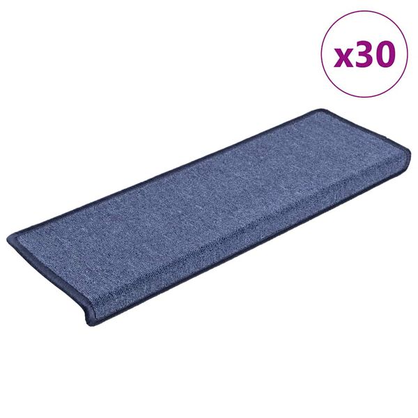 vidaXL Tappetini per scale 30 pz 65x21x4 cm Blu Bordo rettangolare