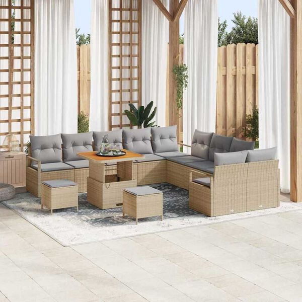 vidaXL Set Divano da Giardino con cuscino 13 pcs Beige e Grigio Chiaro