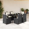 vidaXL Set da Pranzo da Giardino 7 pz Nero con Cuscini in Polyrattan
