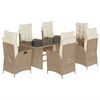 vidaXL Set da Pranzo da Giardino 7 pz con Cuscini Beige in Polyrattan