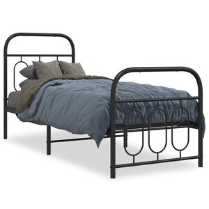 vidaXL Giroletto con Testiera e Pediera Metallo Nero 75x190 cm