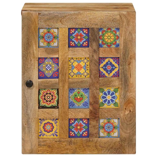 vidaXL Mobile Appeso da Bagno con porta Naturale 38 x 33,5 x 48 cm