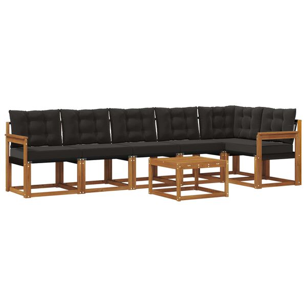 vidaXL Set di divani da esterno con cuscino 7 pcs Naturale e Nero
