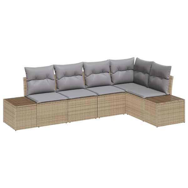 vidaXL Set Divano da Giardino 5 pcs Beige polyrattan