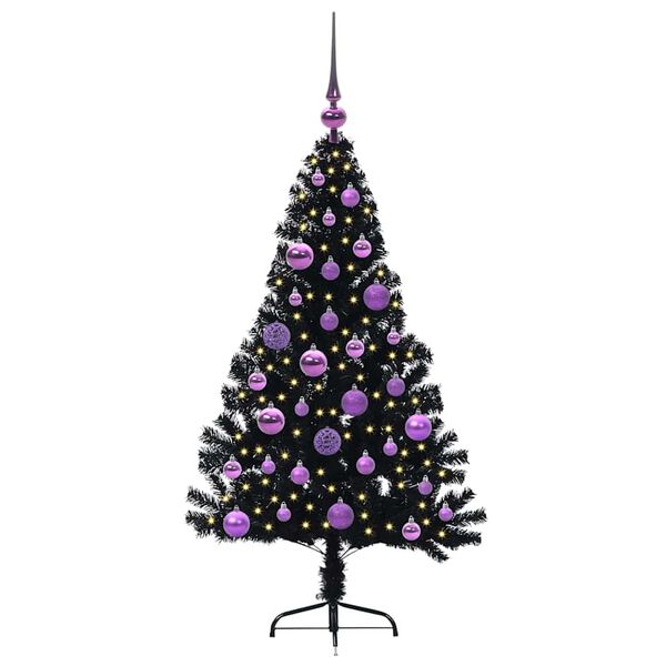 vidaXL Albero di Natale artificiale con luci integrate Nero 120 cm PVC