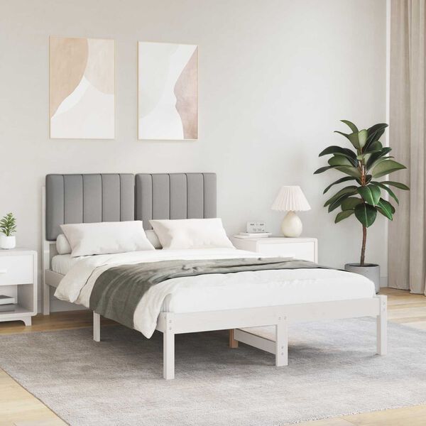 vidaXL Letto con Testiera Rivestita Grigio chiaro 120 x 190 cm