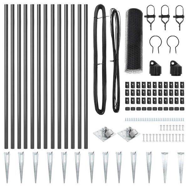 vidaXL Palo della recinzione Grigio 25 x 0,8 m (rete da 13 mm)