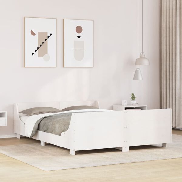vidaXL Letto senza Materasso Bianco 120x200 cm Legno Massello di Pino