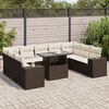 vidaXL Set Divani da Giardino 10pz con Cuscini in Polyrattan Marrone