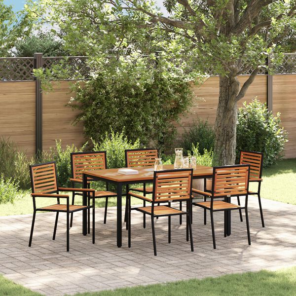 vidaXL Set da Pranzo per Giardino 7 pcs Nero polyrattan