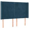 vidaXL Testiera ad Orecchio Blu Scuro 147x16x118/128 cm in Velluto