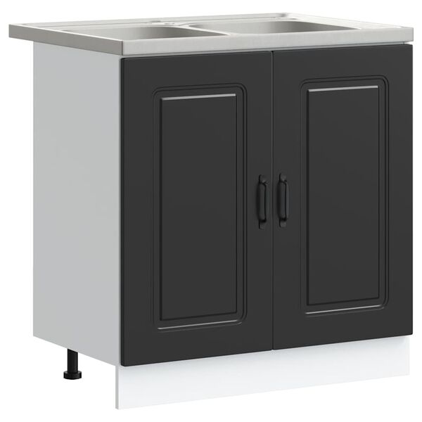 vidaXL Mobile da cucina con porta Kalmar 2 pcs Nero 80 x 46 x 81.5 cm