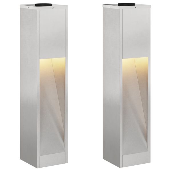 vidaXL Lucina LED Solare da Percorso 2 pcs Argento