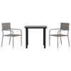 vidaXL Set da Pranzo da Giardino 3 pz Nero Grigio Polyrattan e Acciaio