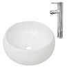 vidaXL Lavello Bagno con Miscelatore in Ceramica Rotondo Bianco
