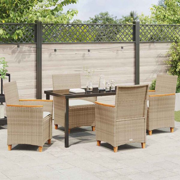 vidaXL Set da Pranzo per Giardino 5 pcs Beige polyrattan