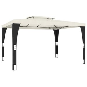 vidaXL Gazebo con Tetto Doppio Crema 3,98x2,98 m in Acciaio