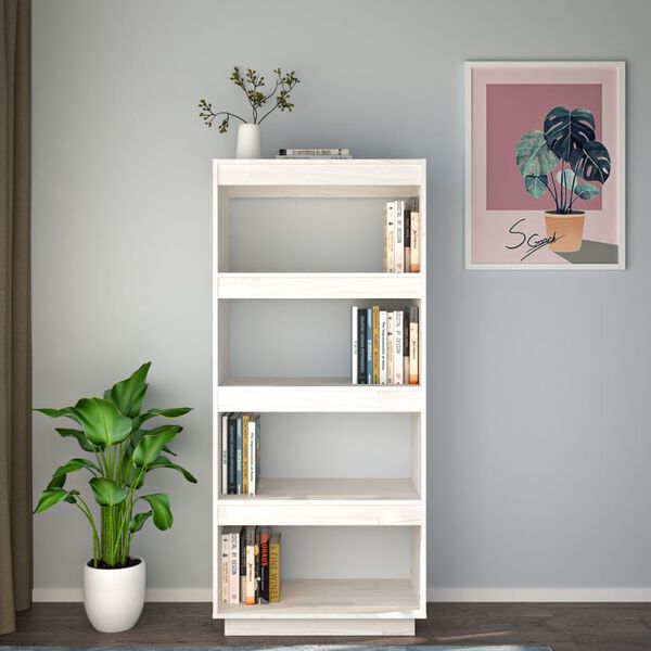vidaXL Libreria/Divisorio Bianco 60x35x135 cm Legno Massello di Pino