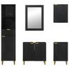 vidaXL Set Mobili da Bagno 5 pz Nero in Legno Multistrato
